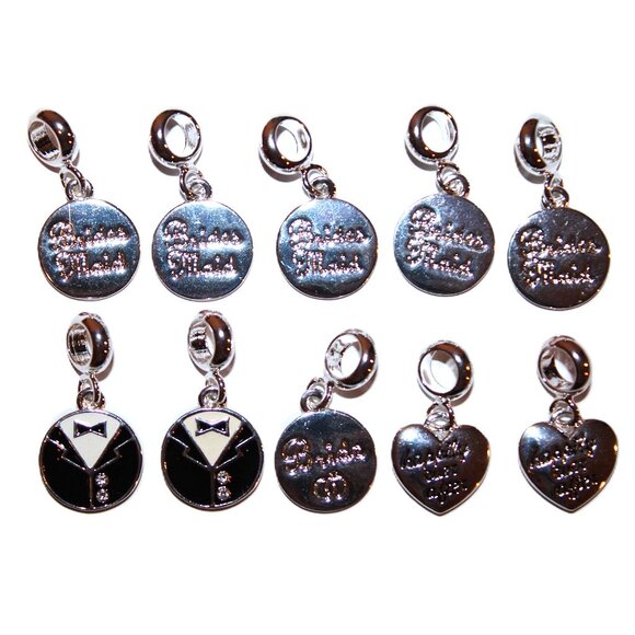 DaVinci Charm Bead Lot of 10 (for bracelets) Wedding Bride, Brides Maids, Groom - Picture 1 of 6